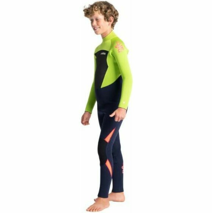 2024 C-Skins Junior Legend 4/3mm GBS Back Zip Wetsuit C-LE43JBZ - Slate Navy / Lime / Flo Red